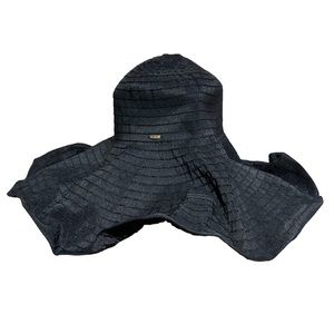 Scala Black Packable Floppy Beach Hat